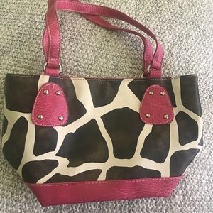 pink cow print purse